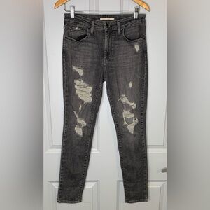 Levis 721 High Rise Women's Skinny Distress Washed Black Jeans Size 29